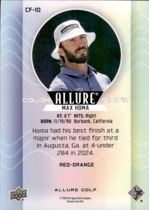 2026 Upper Deck Allure Golf Max Homa Color Flow Red Orange