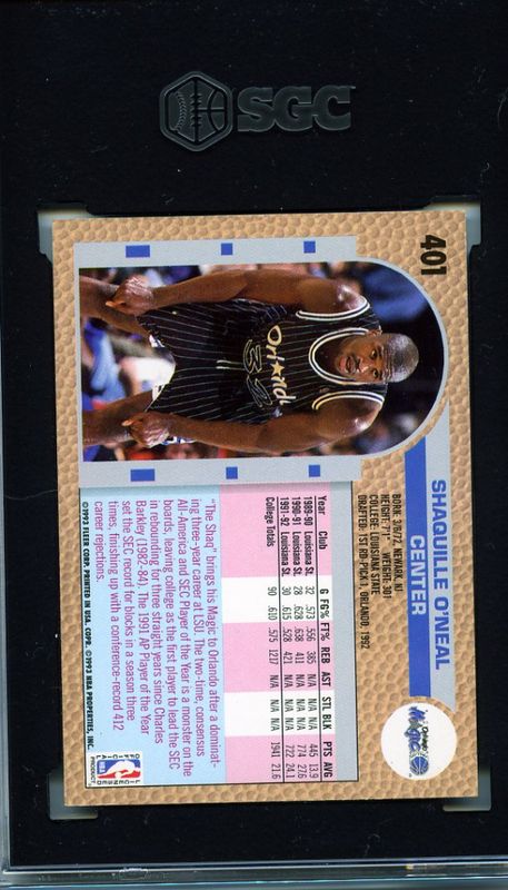 992-93 Fleer Shaquille O'Neal Rookie RC #401 Magic SGC 7 