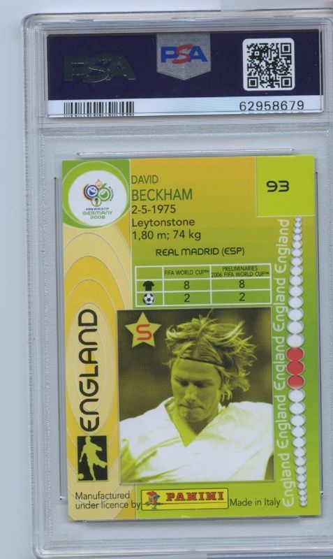 2006 Panini World Cup #93 David Beckham PSA 10 Gem Mint