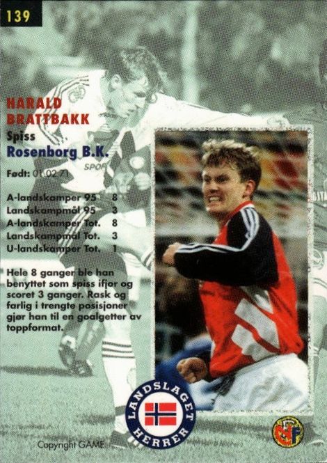 Hovedbilde 1996 GAME Tippe Ligaen Fotballkort HARALD ...