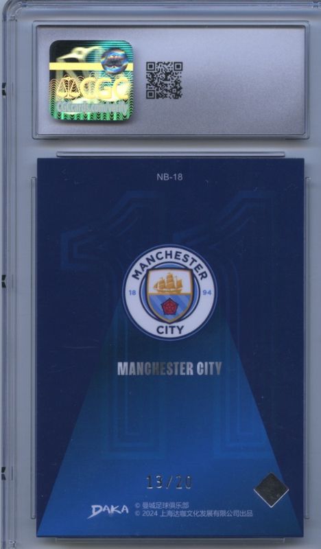 2023-24 MANCHESTER CITY HOLOCENE NUMBER #NB-18 JEREMY DOKU SILVER  CGC GEM MINT 10 #13/20