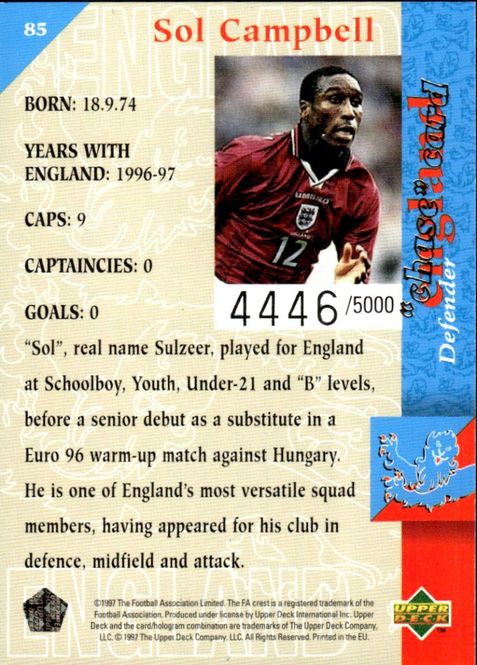 Hovedbilde 1997-98 Upper Deck England Three Lions #4446/5000 ...