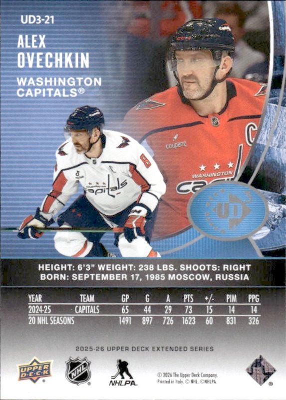 2025-26 Upper Deck Extended UD3 #UD3-21 Alex Ovechkin