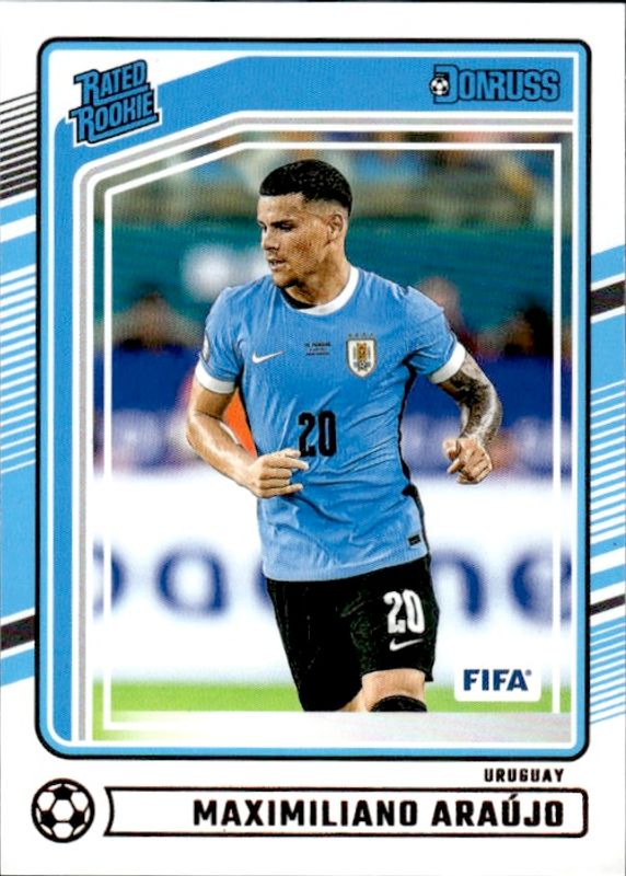 panini donruss fifa 2024-25 rated rookie soccer card 196 araujo uruguay