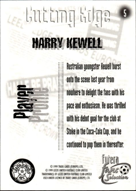 Main Image Harry Kewell #CE5 Leeds Utd Fans Selection 1999 ...