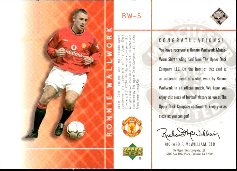 Ronnie Wallwork 2001 Upper Deck Legends Match-Worn Shirt Manchester United
