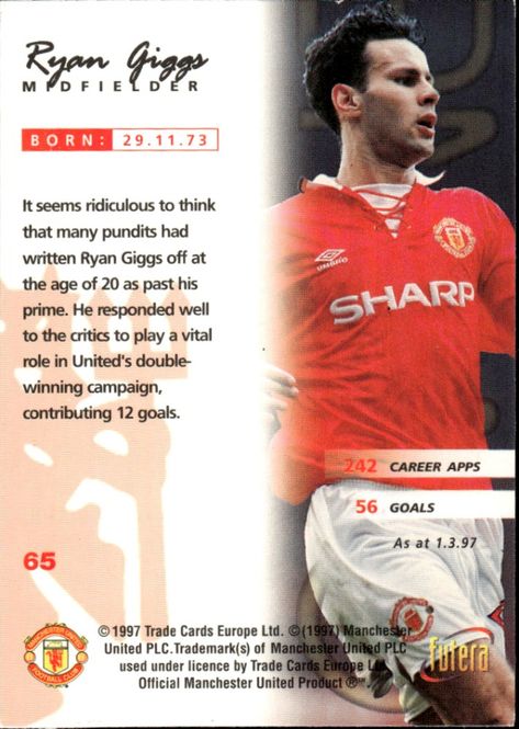 Hovedbilde Ryan Giggs, Futera 1997 Manchester United ...