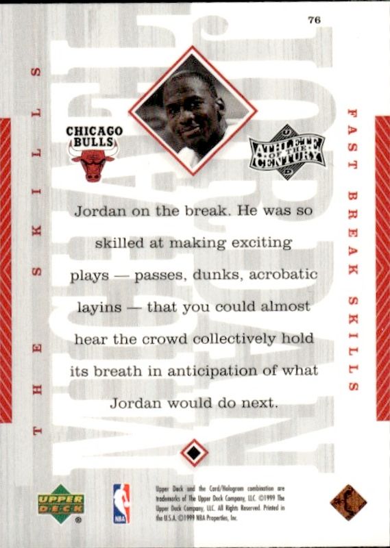 Upper Deck Athlete of the Century Fast Break Skills Michael Jordan Bulls #76