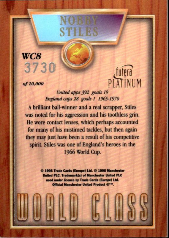 Nobby Stiles World Class 98 WC8 #3730/10000