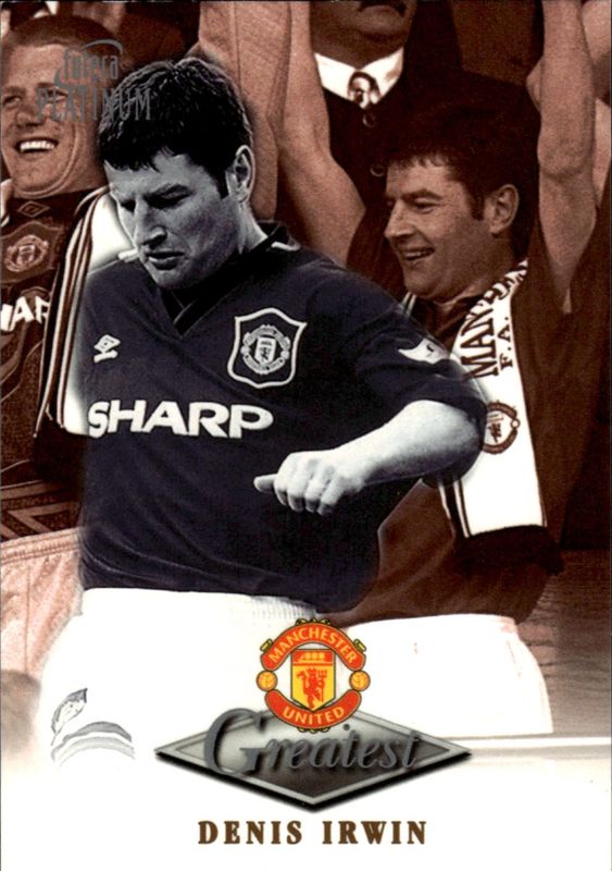 1998-99 Futera Platinum Manchester United Greatest Denis Irwin 22 CARAT GOLD GILDED EDGES