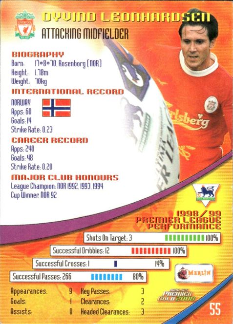 Hovedbilde 1999-00 Merlin Premier Gold Oyvind Leonhardsen ...