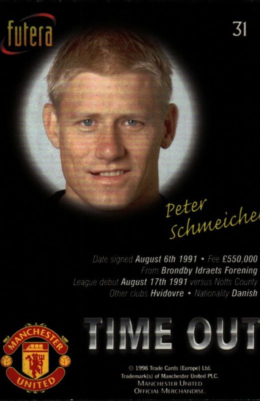 1998 Futera Manchester United Time Out Chrome Foil Peter Schmeichel #31 PLAYERS EDITION /500