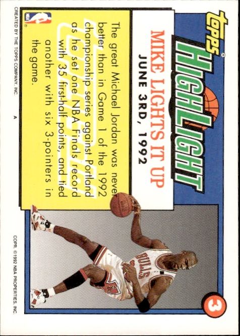 Hovedbilde Michael Jordan 91-92 Topps # 3 - Highlight