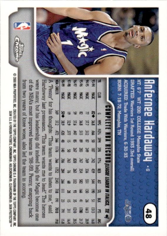 1999-00 Topps Chrome - Anfernee Hardaway #48 Refractor