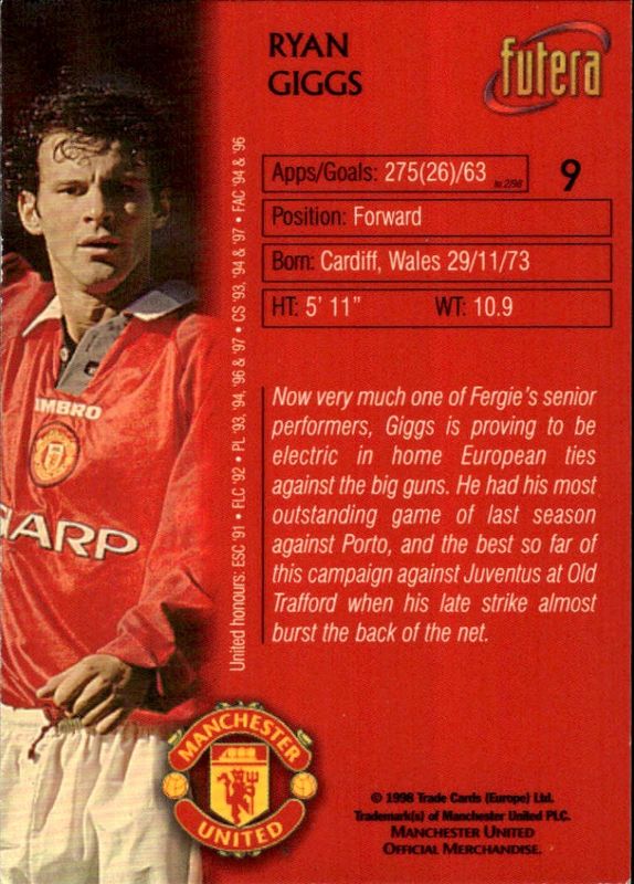 FUTERA-MANCHESTER UNITED 1998- #009-WALES-RYAN GIGGS