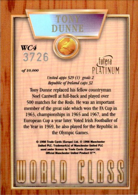 Hovedbilde Tony Dunne World Class 98 WC4 #3726/10000