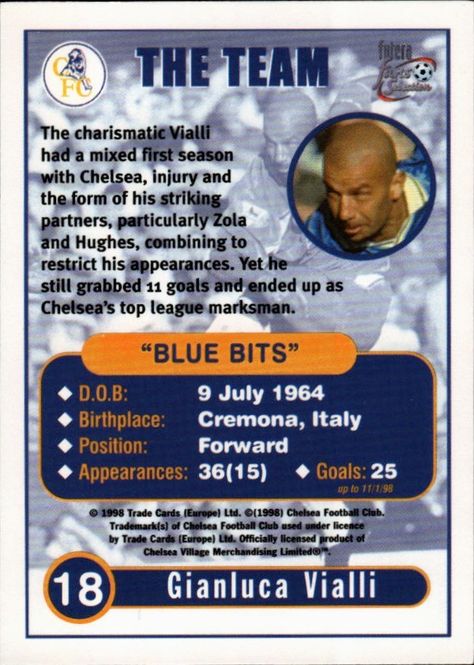 Main Image 1998 FUTERA FANS SELECTION - GIANLUCA VIALLI - ...