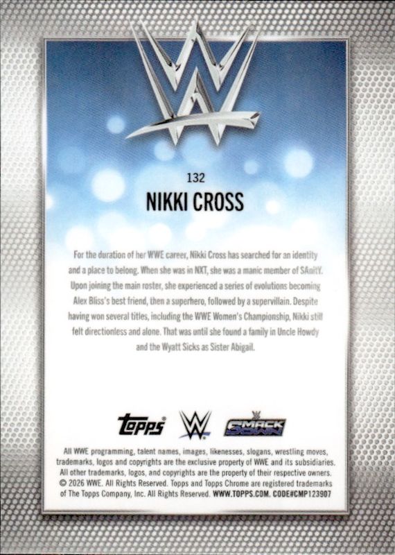 2026 Topps Chrome WWE Nikki Cross Base Card
