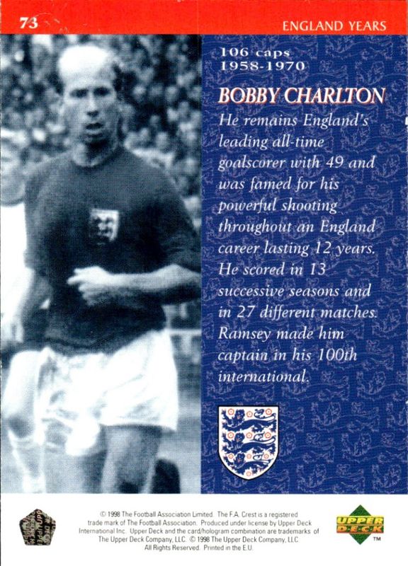1997-98 Upper Deck England Centurions Bobby Charlton #73