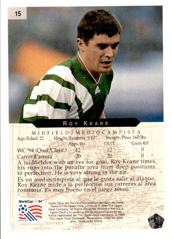 Roy Keane - Ireland - 1994 Upper Deck Minute Maid World Cup #15