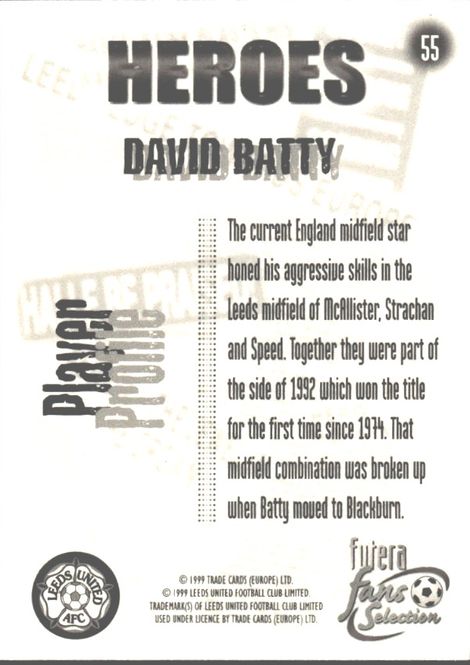 Main Image 1999 Futera Fans Selection Leeds United Heroes ...