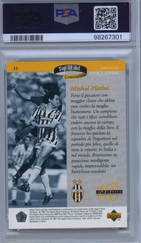 1997 UPPER DECK JUVENTUS MICHAEL PLATINI TOP 11 DEL CENTENARIO PSA 10
