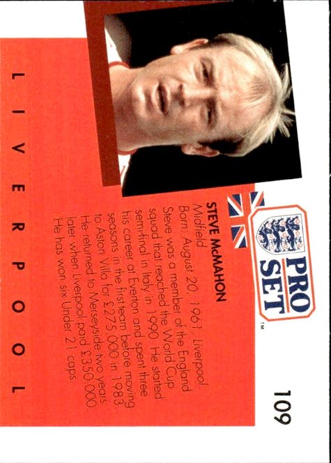 Hovedbilde STEVE MCMAHON 1990-91 Pro Set Soccer Card ...