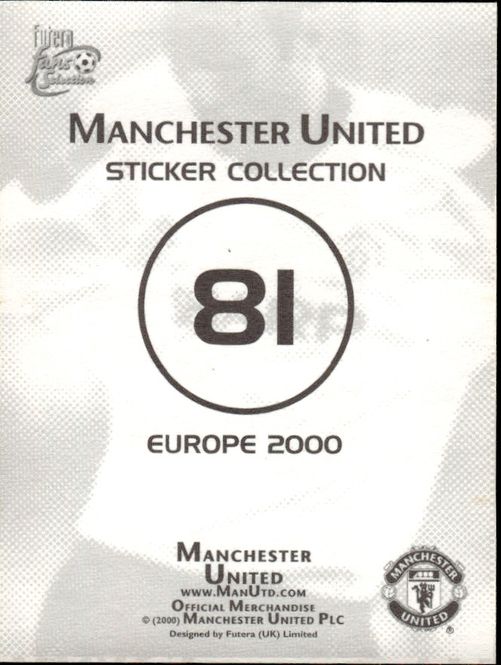 Hovedbilde Futera Manchester United Europe 2000 STICKER ...