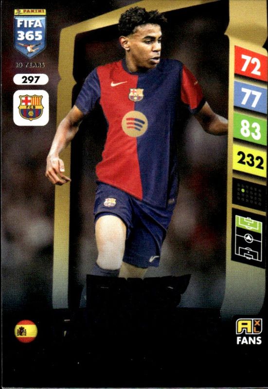 2025 Panini Adrenalyn XL Fifa 365 Fans' Favourite Lamine Yamal #297