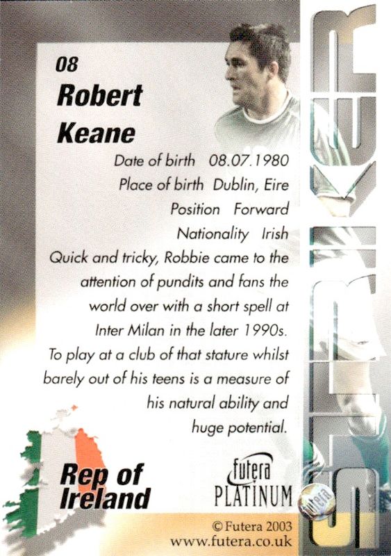 2003 Futera Platinum Robbie Keane Robert Keane #08