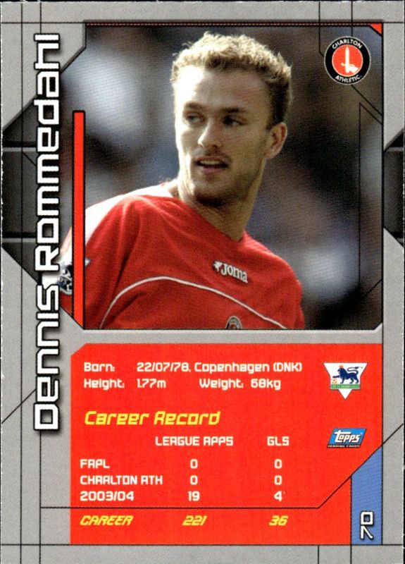 2004-05 Topps Premier Stars Dennis Rommedahl #70