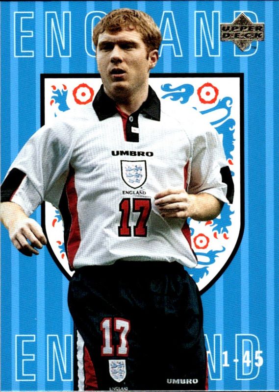 PAUL SCHOLES 1998 Upper Deck World Cup Soccer Checklist Card ENGLAND #81