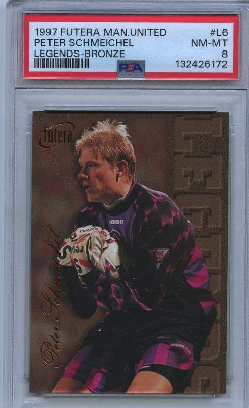 1997 FUTERA MAN. UNITED PETER SCHMEICHEL LEGENDS BRONZE #063/250 PSA NM-MT 8 