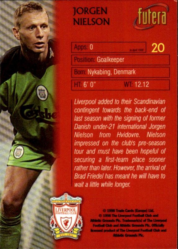 1998 Futera Liverpool Jorgen Nielson #20