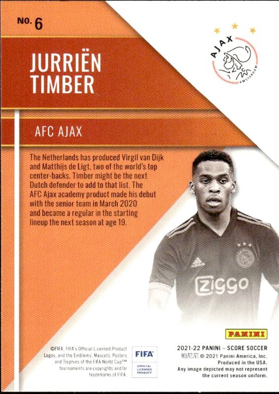 2021-22 Panini Score FIFA Hot Rookies Jurrien Timber #6