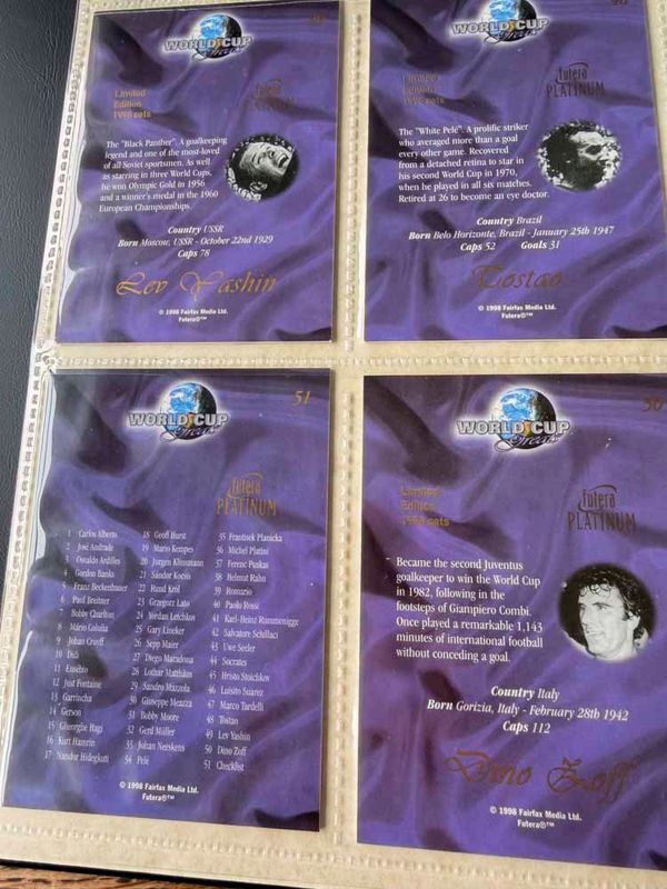 World Cup Greats 1998 Futera Binder plastic 