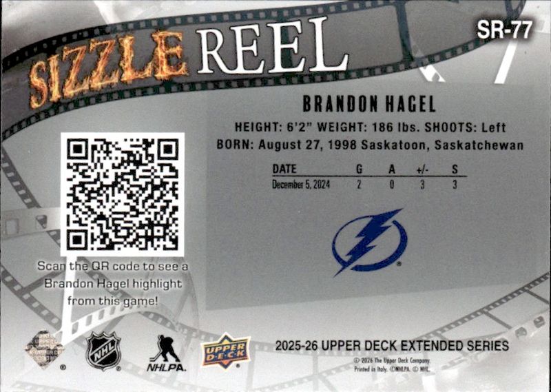 2025-26 Upper Deck Extended Series - Sizzle Reel Brandon Hagel #SR-77