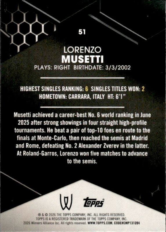 2026 Topps Graphite Lorenzo Musetti #51