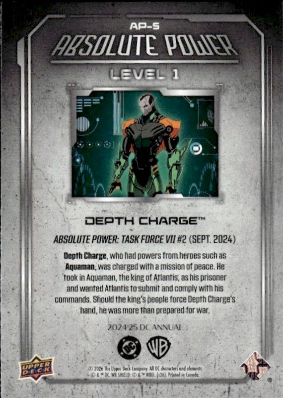 AP-5 DEPTH CHARGE 2024-25 Upper Deck DC Annual ABSOLUTE POWER LEVEL 1