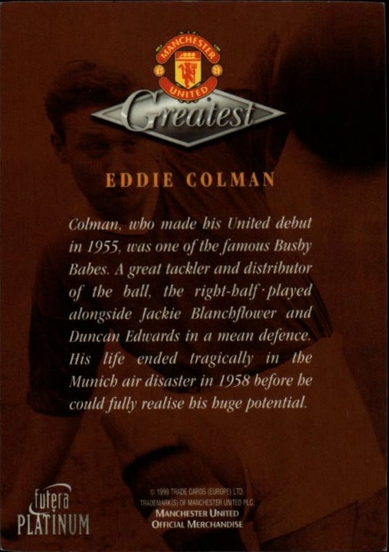 1998-99 Futera Platinum Manchester United Greatest Charlie Roberts 22 CARAT GOLD EDGES