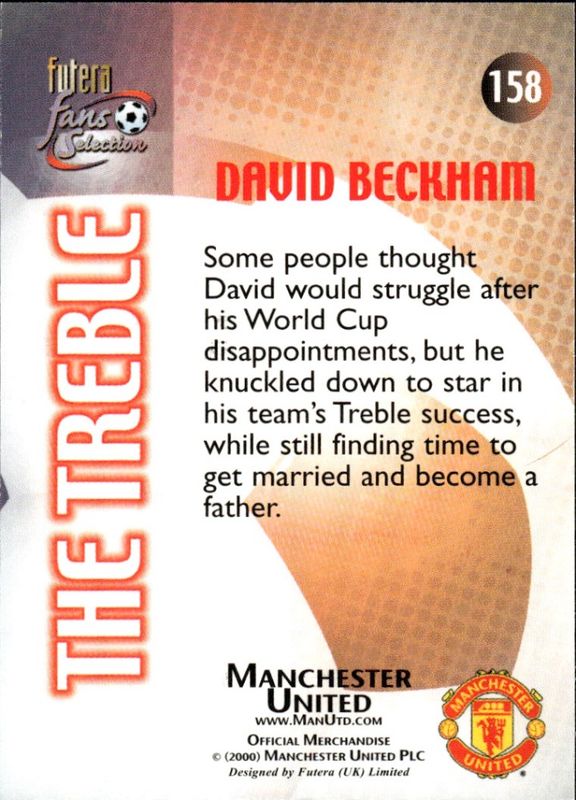 DAVID BECKHAM FUTERA FANS SELECTION 2000 THE TREBLE #158