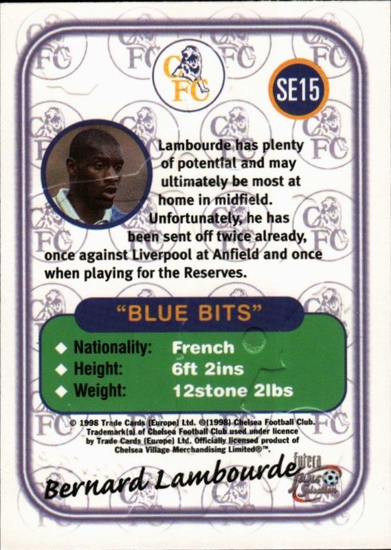 1998 Futera Fans Selection Chelsea Special Edition Bernard Lambourde #SE15