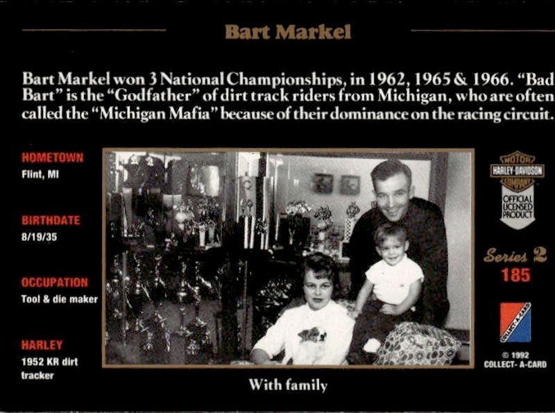 1992-93 Collect-A-Card Harley Davidson #185 Bart Markel