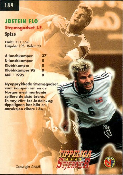 Hovedbilde 1996 GAME Tippe Ligaen Fotballkort Jostein Flo ...