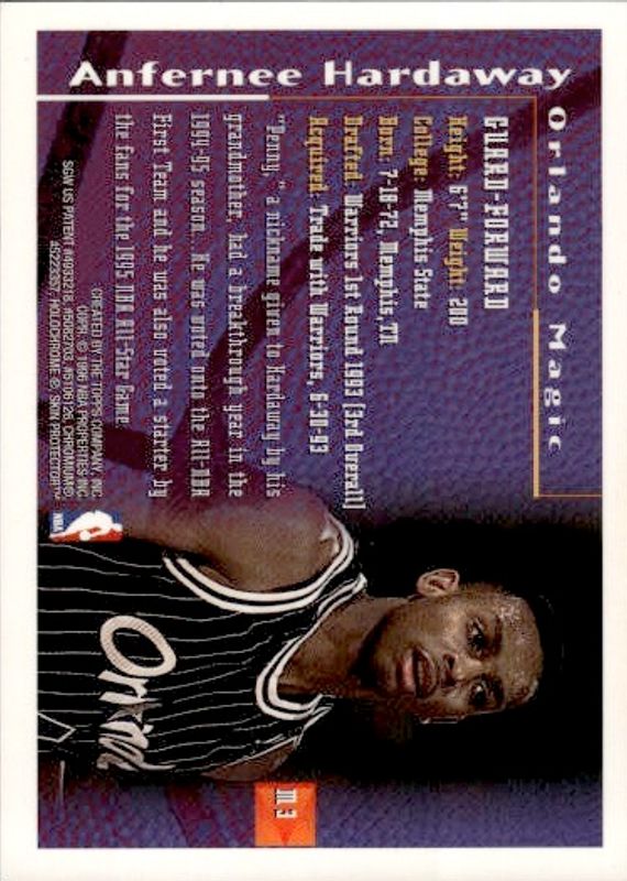 1996 Topps Finest Anfernee Hardaway #M3