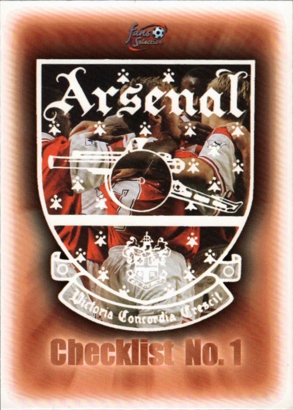 Futera Arsenal Fans Selection 1997-98 - 80 Checklist No. 1