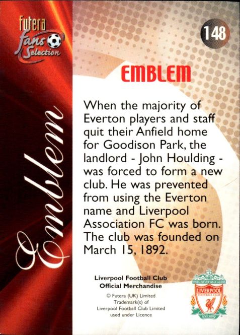 Main Image 2000 Futera Fans Selection Liverpool Liverpool FC ...