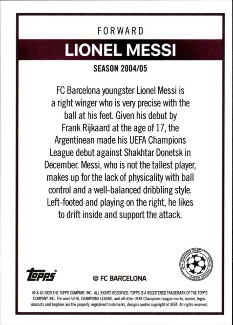 Main Image 2020-2021 Topps Lionel Messi Lost Rookie Card ...