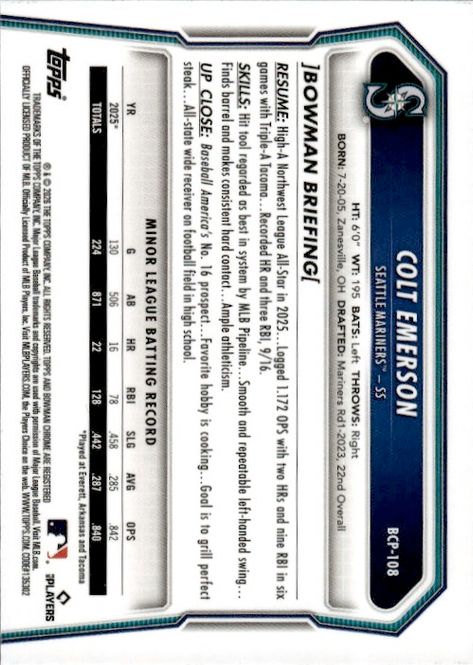 Hovedbilde 2026 Bowman Chrome Colt Emerson X-Fractor ...