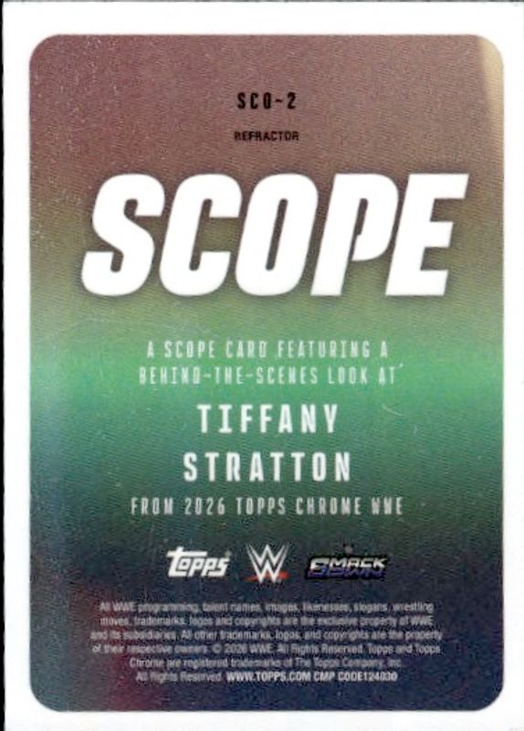 Tiffany Stratton 2026 Topps Chrome WWE Scope Refractor SSP #SCO-2 Wrestling